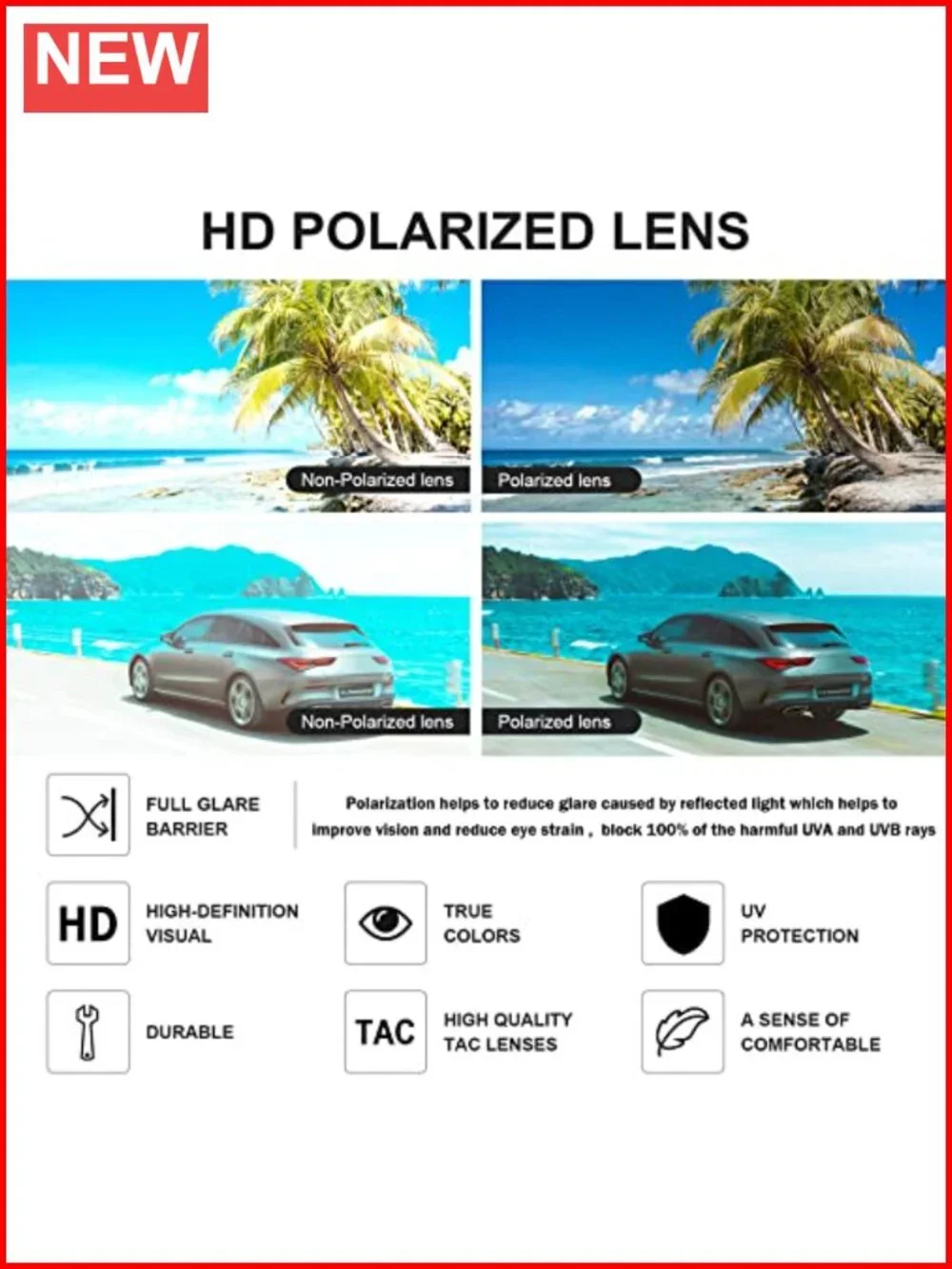 Polarized Aviator Sunglasses UV Protection Metal Frame